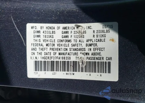 2015 Honda Accord Lx from USA, damaged, VIN 1HGCR2F37FA196359